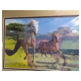 Matted Copy of Art - 3D Chestnut Horse or 2 White