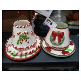 Ceramic holiday candle holders and Vase of beads