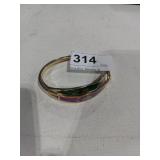 2 Metal Bracelets w/ Inlaid Abalone Shell