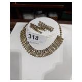 Fashion Necklace w/ 5 Tiers of Clear Stones &