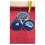 3 Blue Slices of Crystal Geodes