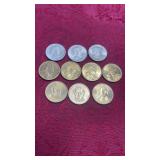 10 US Dollars - 4 Sacagawea Golden, 3 Presidents &