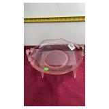 Vintage Pink Depression 2 Handled Etched Fruit