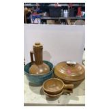 Assorted Stamped Pottery, Lidded Water Jug  and