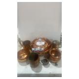 Assorted Copper bowls, Tea Pot & Cups