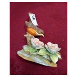 Ceramic Bird w/ 2 Flowers 5 1/4" Tall - Chip Leaf