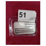 .999 1 oz Silver Bar- US Flag Motif