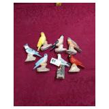 7 Ceramic Many Colored Birds   Tallest 4"