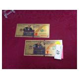 2 Gold Plated Trump 2020 Faux Notes