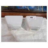 2 Pampered Chef White Square Dishes 3" Tall