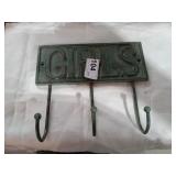 Cast Iron 3 Coat Hook w/ "Girls" on Front