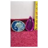 2 colorful Natural Agate Geode pieces