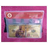 Gold Plated Banknote- 100.00 Lakers 23