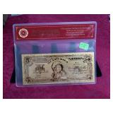 Gold Plated Banknote- 5.00 Indian on Gold