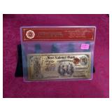 Gold Plated Banknote- First National Bank 1.00