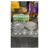 Assorted Glass Serving or Party Trays, Candle