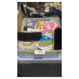 Box of Sewing Items & Box of misc Shoes item.