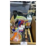 Box of Misc Hardware, Tools, Trashbags