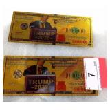 2 Gold Plated Trump 2020 Faux Notes