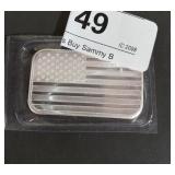 .999 1 oz Silver Bar- US Flag Motif