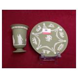 Green Wedgewood Plate and Vase