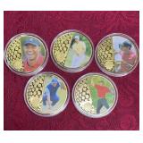 Tiger Woods 5 Token Lot Set