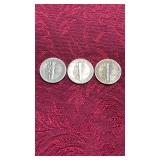 Three Mercury Silver Dimes - 1935 P, 1941 S, 1925P