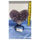 Heart Shaped Amethyst Crystal Geode on Stand 6" T