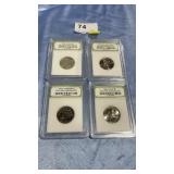 4 State Quarters Uncirculated-2002D Indiana, 2008P