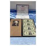 Uncut Sheet of $1 Dollar Bills in Portfolio