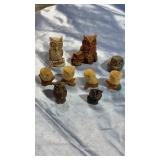 11 Miniature Owl Figurines - Porcelain, Resin etc