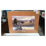 Matted Copy of Art - Tim Cox Horses and Rider Matted Copy of Art - Tim Cox Horses and Rider