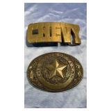 2 Metal Belt Buckles - Chevy & "The State of Texas