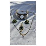 Screw Back Green Stone Earrings, December Birth Screw Back Green Stone Earrings, December Birth
