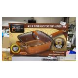 NIB Square Copper Pan Pro - For Oven or Stove Top