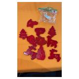 10 Vintage Red Plastic Cookie Cutters 10 Vintage Red Plastic Cookie Cutters