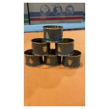 6 Enameled Brass Christmas Tree Napkin Rings 6 Enameled Brass Christmas Tree Napkin Rings