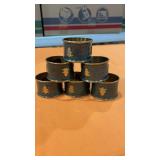 6 Enameled Brass Christmas Tree Napkin Rings