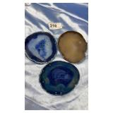 3 Thin Slices of Colored Crystal Geodes