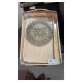 2 Nesting Bamboo Serving Trays, Vintage Silhouette 2 Nesting Bamboo Serving Trays, Vintage Silhouette