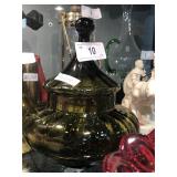 Green Glass with Lid -No Cracks or Chip