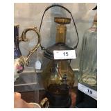 Vtg Amber Glass & Metal Musical Decanter W/Anchor
