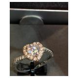 18 Kt Rose Gold over Sterling SZ 8  Ring Heart