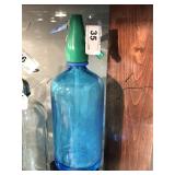 Vtg B. Nierenberg Blue Glass Seltzer Dispenser