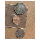 1907 Indian Head Penny - Buffalo Nickel - 1947 US