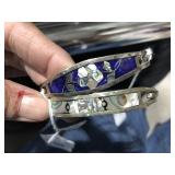 2 Sterling Silver Abalone Bracelets, Blue & Silver