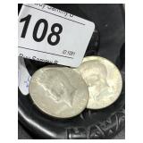 2 -.40 Silver Kennedy Half Dollars 1967,1968
