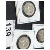 3 Silver Washington Quarters 1944, 1964, 1942