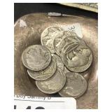10 Buffalo Nickels w/ Dates      Dish Not Included