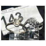 2 Sterling Rings w/ Stones sz 7.25